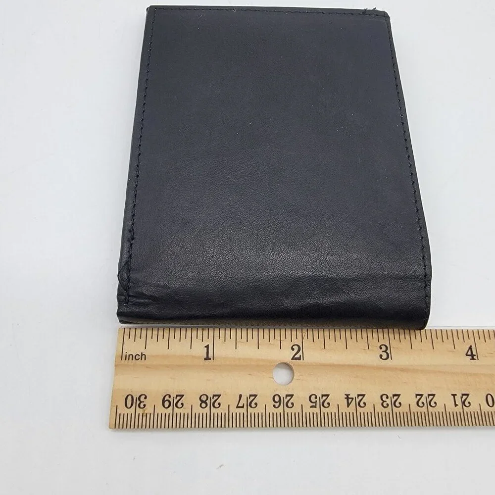 NEW Leather Wallet Credit Card & ID Holder‎ Genuine Leather Black Men's MARSHAL